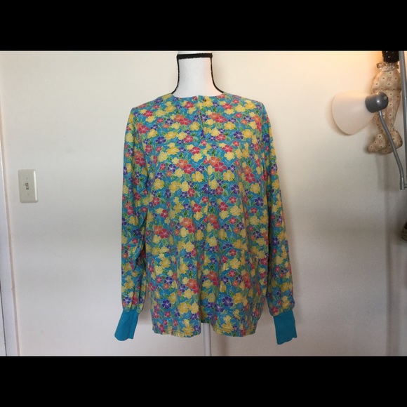 happy scrubs tops scrub jacket teal floral size large poshmark